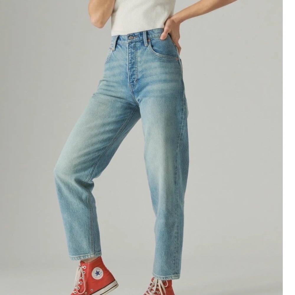 Lucky Brand Light Wash High Rise Straight Leg Denim Jeans Button Fly Size 29